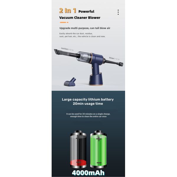 50W Portable Cordless Vacuum Cleaner For Car Home Deep Cleaning