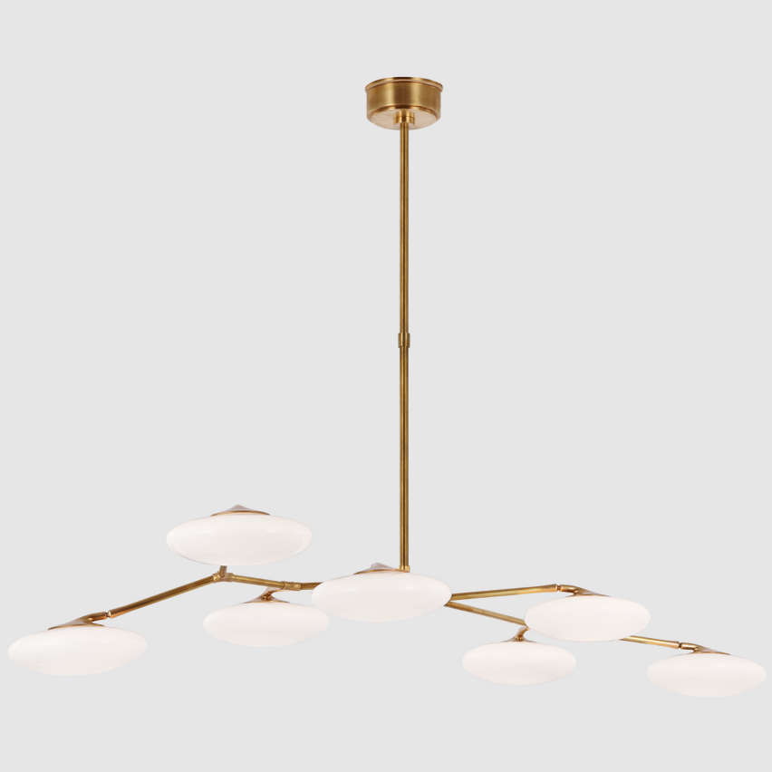 Modern Brass Body Adjustable Height Pendant Light with 3500K Warm White LED for Kitchen Island or Home Office