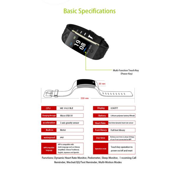 Wristband спорта Rohs умного CE браслета тарифа сердца IP67 умный для взрослого