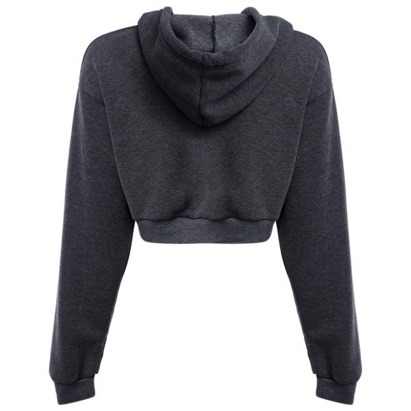 Long Sleeve  Cropped Cotton Drawstring Crop Top Hoodie Pullover