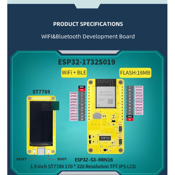 1.9 Inch ESP32 Display Module 170x320 IPS Lcd Display Module LVGL WIFI Bluetooth