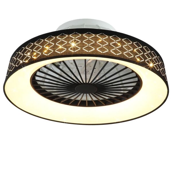 Kitchen Bedroom Living Room Timing Invisible Blades 57cm Dimmable fabric LED Ceiling Fan with Light(WH-CLL-72) ﻿