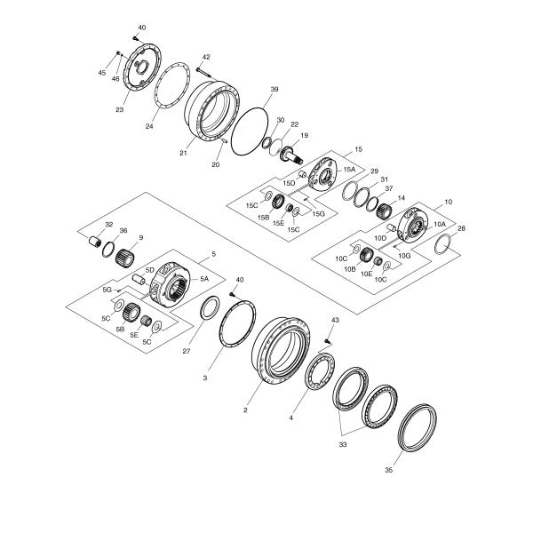 404-00098B 404-00100 170402-00009 Travel Gearbox DX300 SOLAR300 Travel Reduction Gear