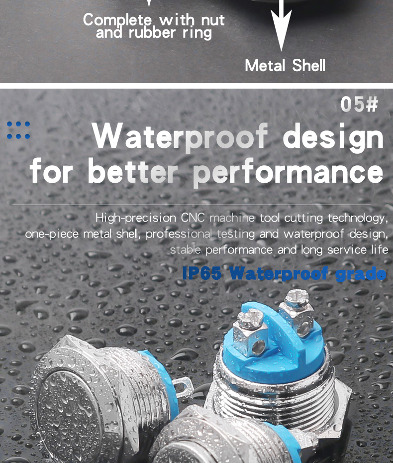 19MM Metal Push Button Switch With Screw Foot Welding Foot No LED Self-Reset Momentary High/Flat/Ball Head 1NO Jog Switch