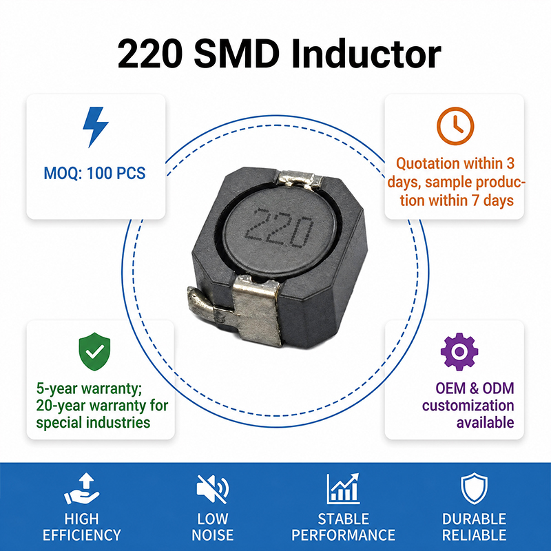 Stable Shielded 220 SMD Power Inductor for Efficient DC-DC Power Converter