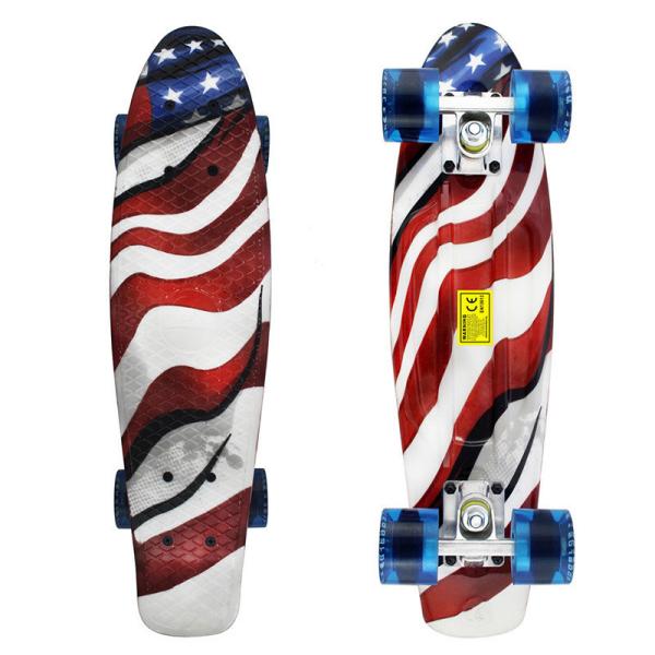 22inch Penny Complete Skateboards With USA Flag Print White Aluminum Trucks