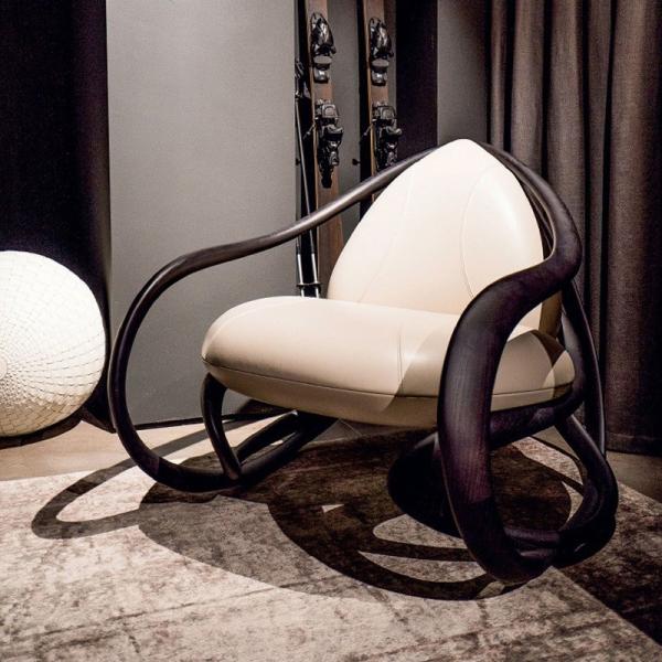 Black Walnut Recliner Armchair Balcony Lazy Chair Leisure Solid Wood Chair