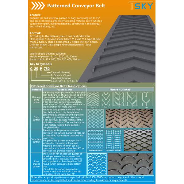 CEMA Fan Shape 300mm Chevron Rubber Conveyor Belt