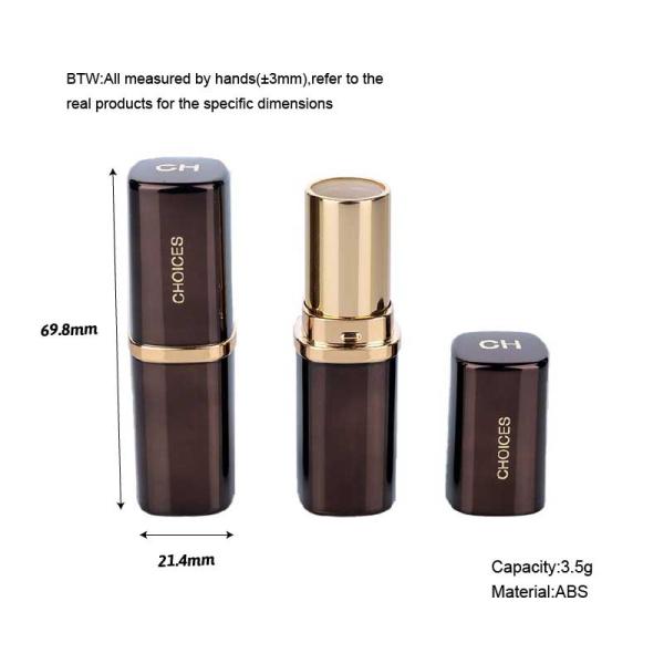 3.5g Tubes de baume à lèvres à finition métallique brun