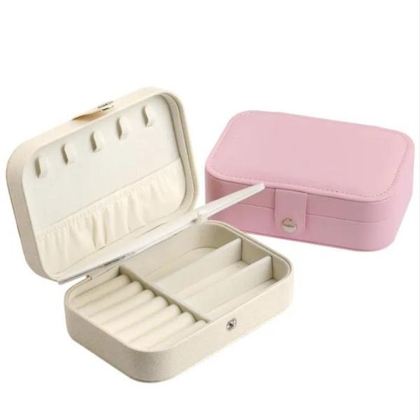 Logo personnalisé Box d'emballage de bijoux de luxe en cuir en PU Flocking Case de stockage Boîte cadeau pour bijoux Collier Ring