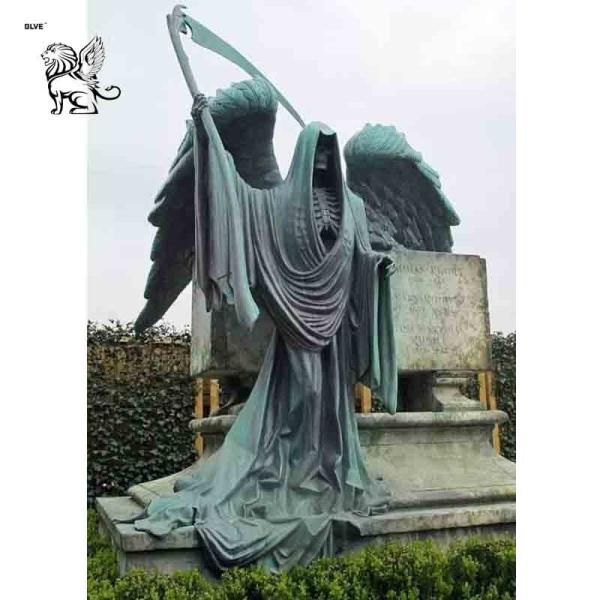 Bronze Santa Muerte Statue Saint Holy Death Statues Large Metal Cemetery Skeleton Angel Sculpture Outdoor