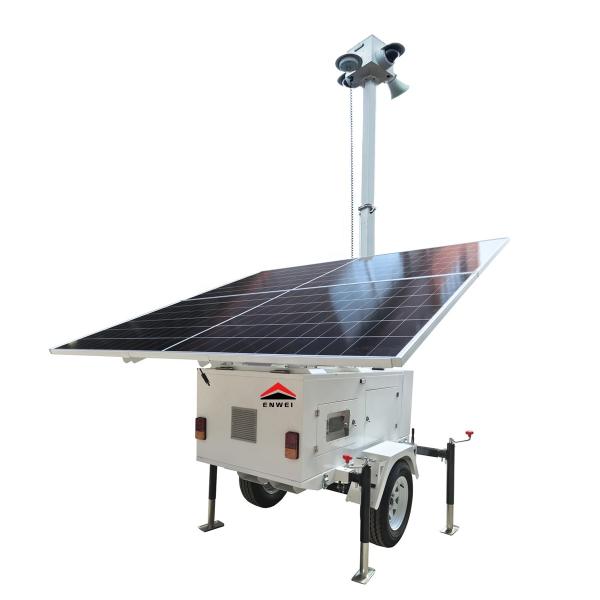 Mobile CCTV Surveillance Trailer With Solar Panels 4G Connectivity For Parking Lot