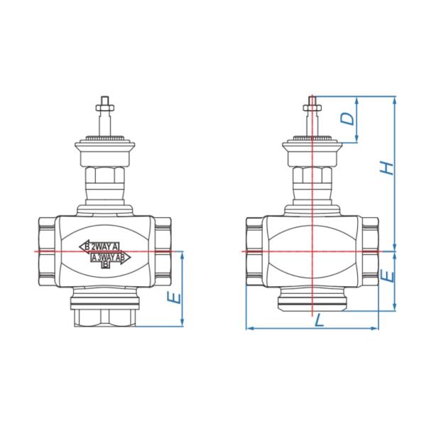 3 Way HVAC Control Parts Electric Brass Dn 20 Valve For Air Condition