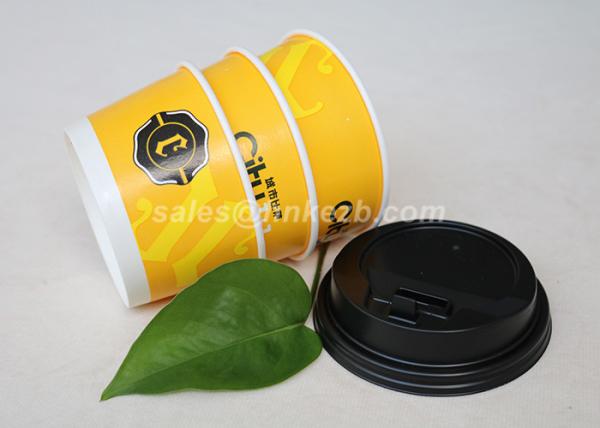 Customized Printed Paper Coffee Cups With Dome Lids Offset Printing