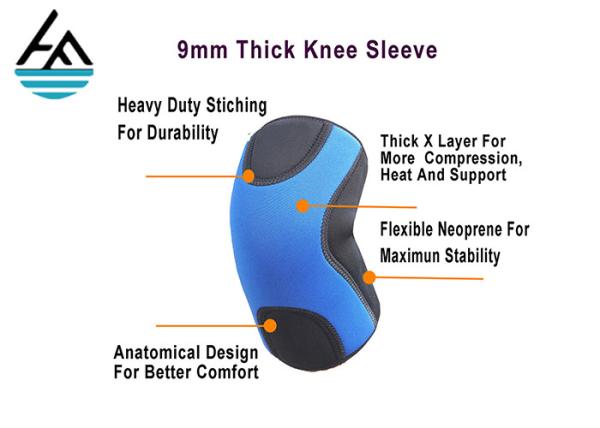 9mm Thickness Black Compression Neoprene Knee Sleeve Customized Size For Best Squats