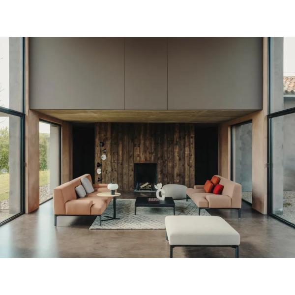 Atmosphere Hotel Large Space Corner Sectional Fabric Sofa Black Iron Feet