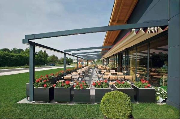 Outdoor Retractable Roof Awning Pvc Fabric Metal Pergola Pvc Coated Sail Finishing