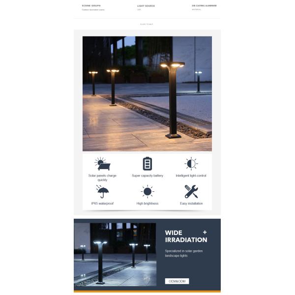 Аттестованная CE тропа СИД квадратного ландшафта солнечная освещает IP65 для вилл декоративных
