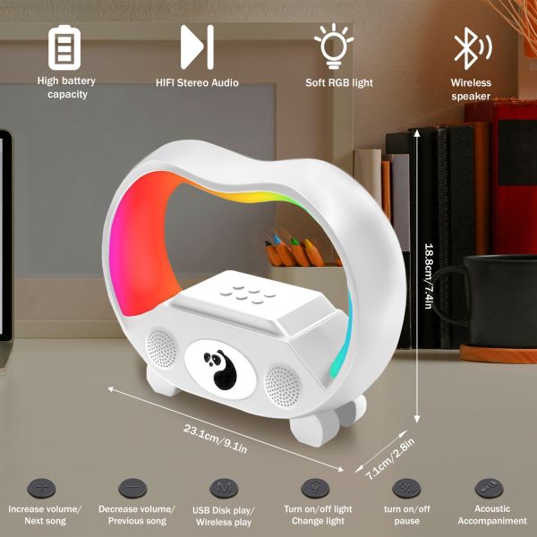Waterproof Portable RGB Alarm Clock Build In Battery Outdoor Wireless Speaker