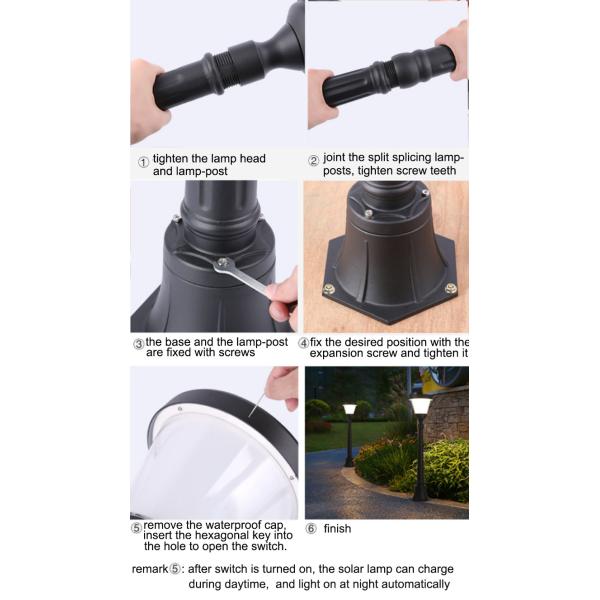 Solar LED Outdoor Home Yard Lamp Villa Lawn Lamp Waterproof Super Bright High Pole Street Lamp