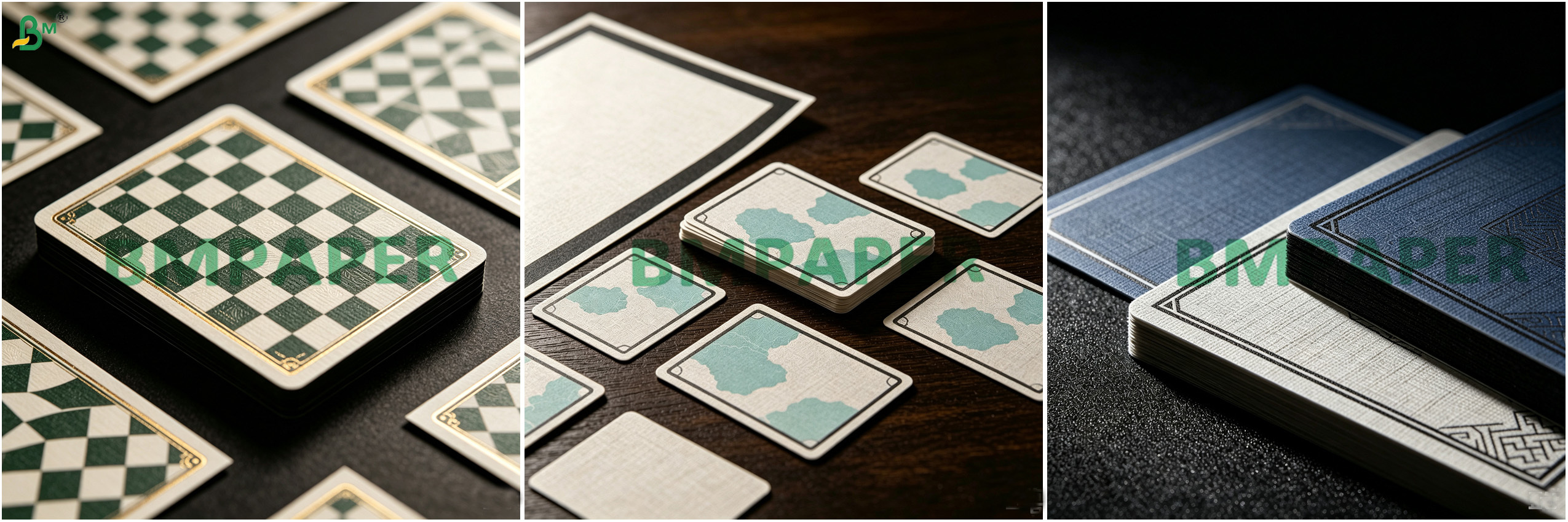 Linen Finish Black Core Playing Card Stock Paper High Gram Weight For Luxury Game Cards
