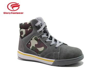 Grey / Black Rubber Outsole Steel Toe Work Shoes Men With Cow Suede / Oxford