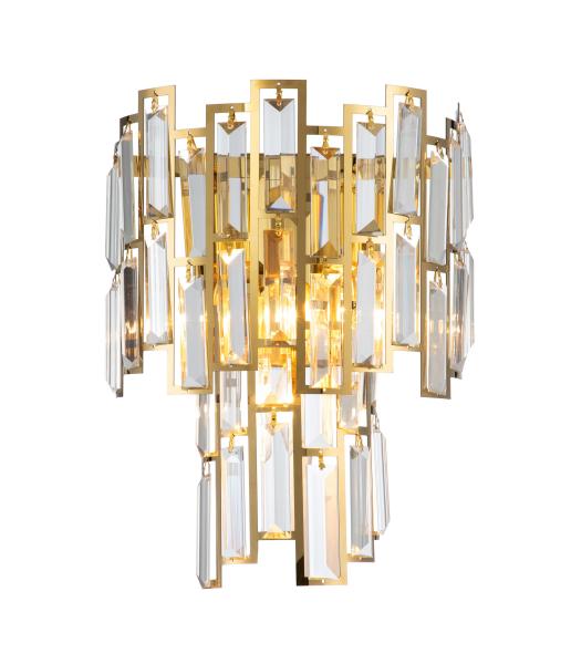 AC220V Crystal Wall Lights Clear Tiered moderno de aço inoxidável Crystal Wall Sconce