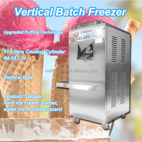 Wellcooling Vertical Gelato Batch Freezer Commercial Italian Ice Sorbet Hard Ice Cream Machine