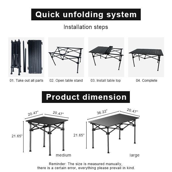 Внешний стол из углеродистой стали Малый алюминиевый стол для кемпинга Черный компактный стол для кемпинга из алюминия