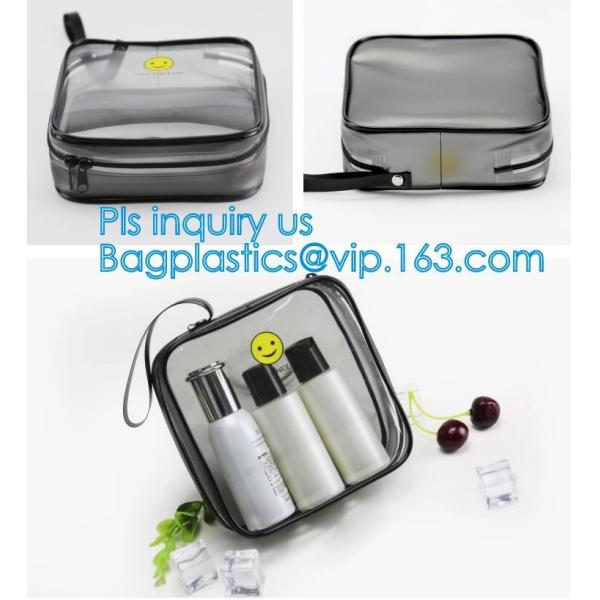 recyclable travel PVC cosmetic bag travel set bag, PVC Zip Lock Plastic Cosmetic Travel Packaging Bag, PVC Zipper Travel
