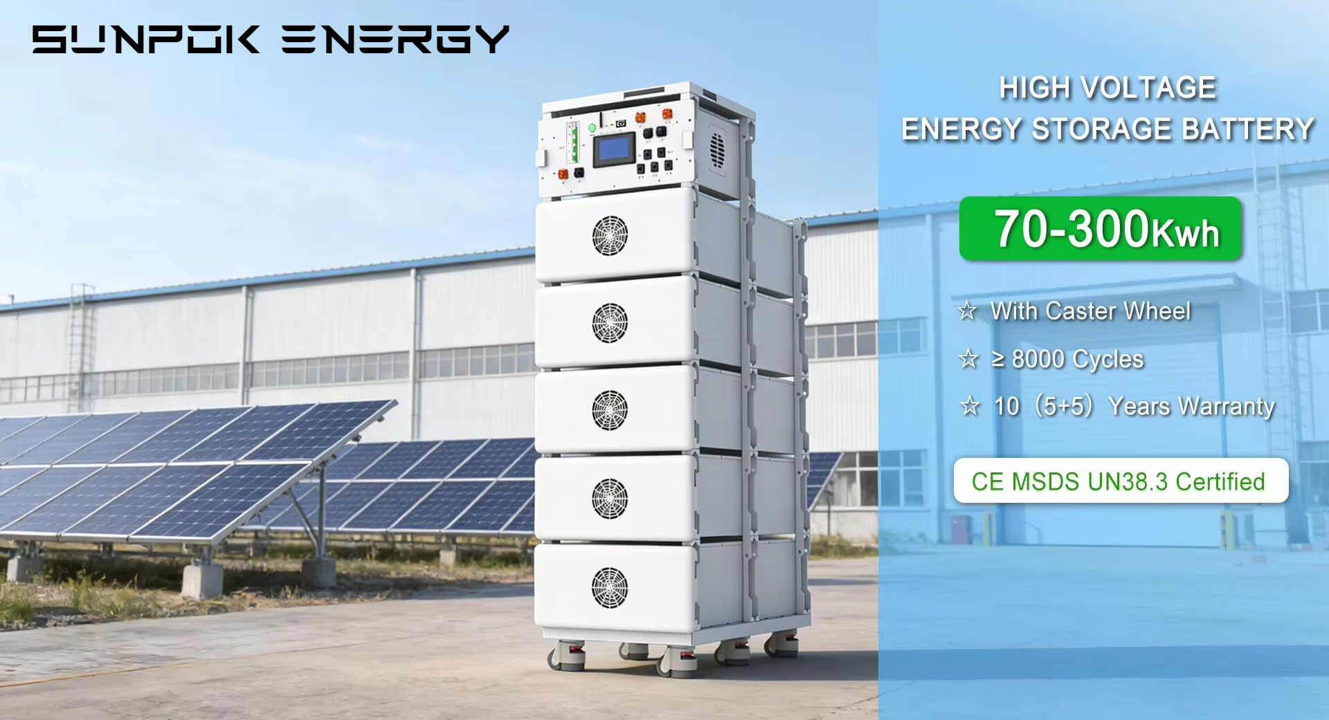 SUNPOK High Voltage HV Battery Packs for Solar Energy Storage System 76.8V 314Ah Lithium Ion Battery Pack