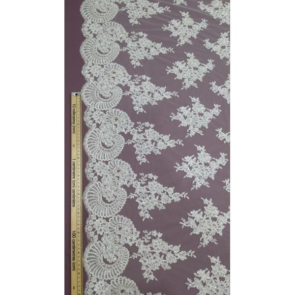 ткань цвета слоновой кости шнурка Секин 140км вышитая бисером, белизна вышила Бридал шнурку свадьбы