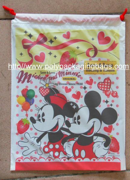 Hot Selling Colourful Plastic Drawstring Carrier Bags For Apparel / Garments / Clothing