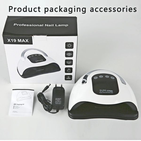 220W UV Nail Lamp with 72 UV/LED Lamp Beads and 365nm+405nm Wavelengths for Fast Curing of Gel Polish