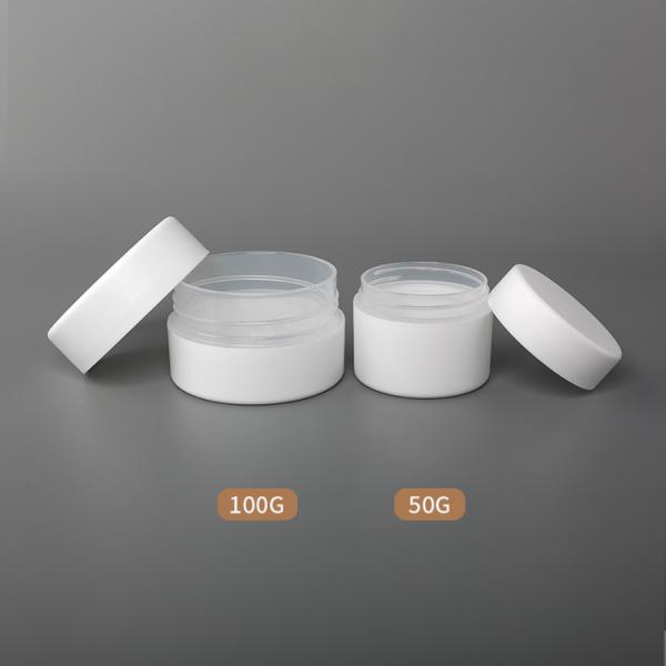 Tarro poner crema plástico doble Matte Surfacw Silk Screen Printing de la pared 50g 100g con el casquillo