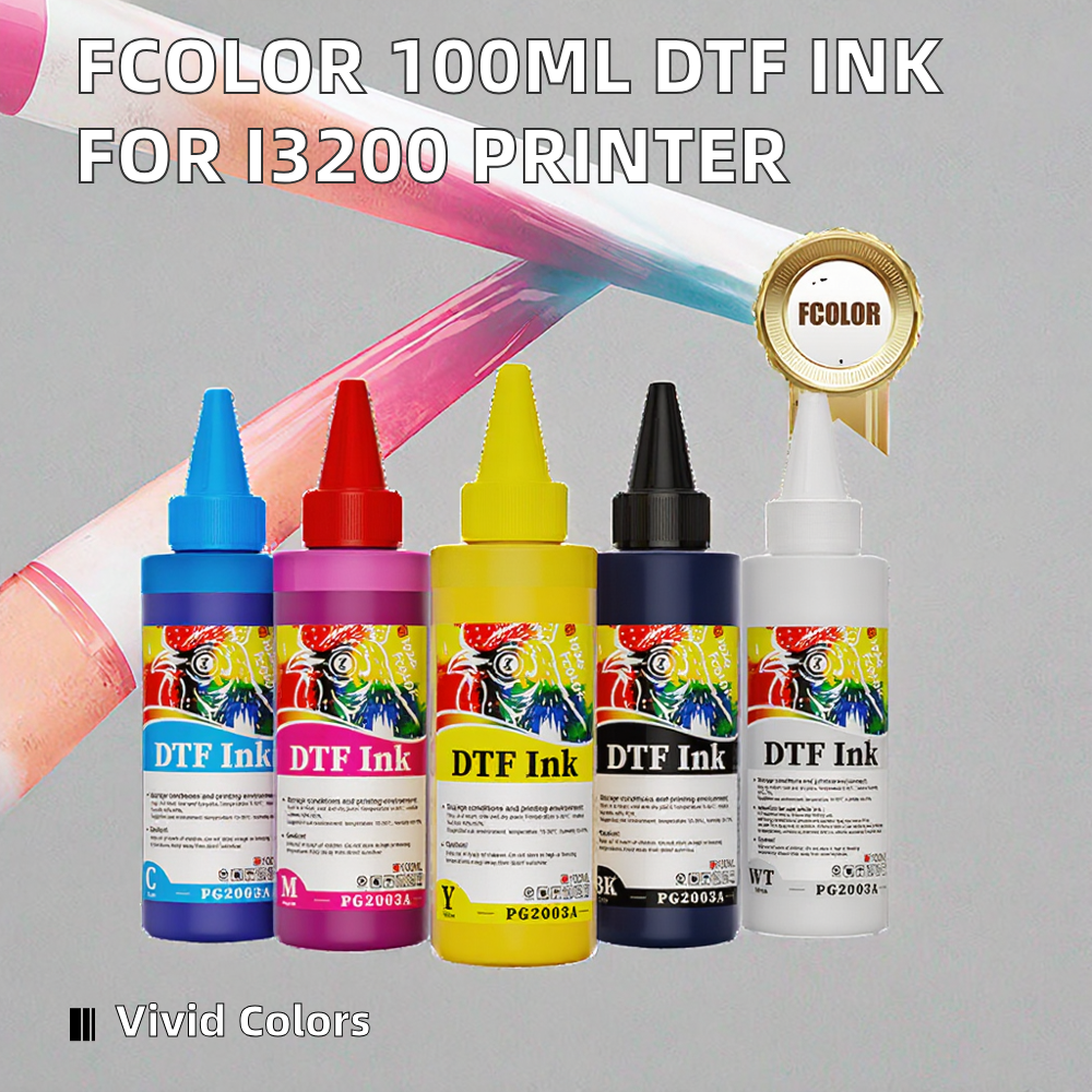 FCOLOR High Quality 100ML DTF Ink for Epson L1800 1390 XP600 I1600 I3200 Vivid Color Printing Ink DTF