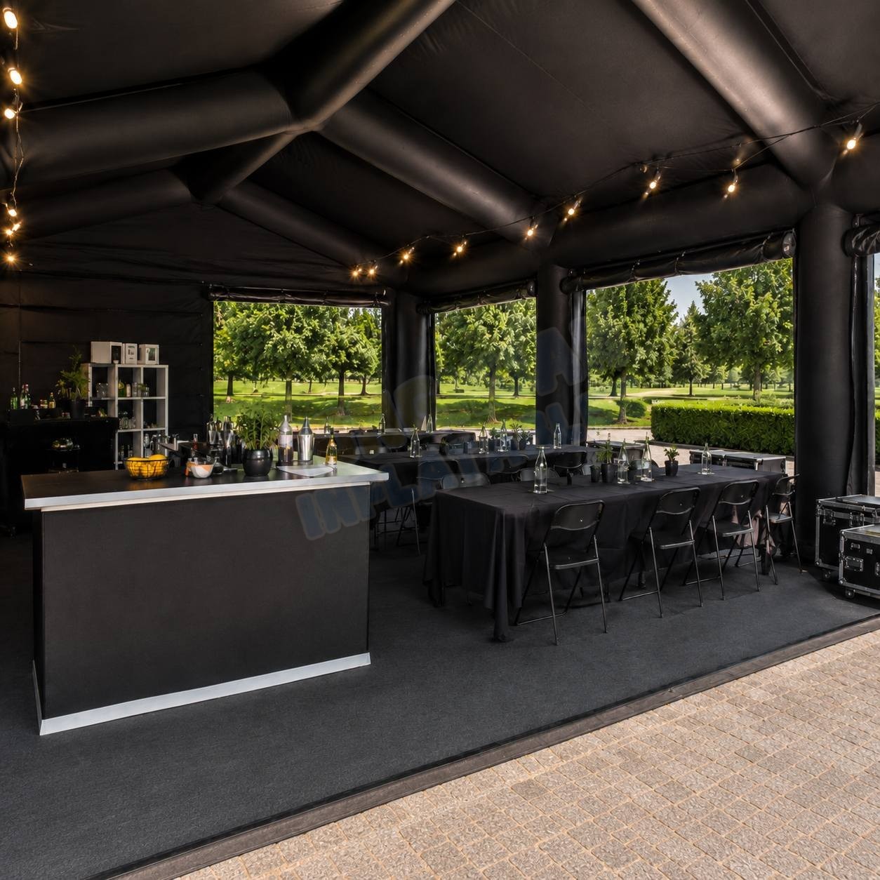 Commercial Inflatable Party Tent Black Pavilion Shelter with Spacious Interior for Hospitality Areas Event Rentals Exhibitions and Temporary Outdoor Venues