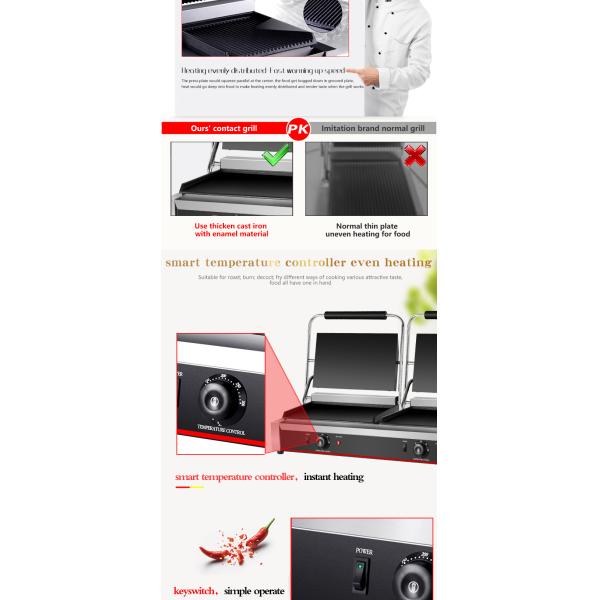 Полная плоская 2 в 1 двойная тарелка Panini Sandwich Press электрический контактный гриль для коммерческих