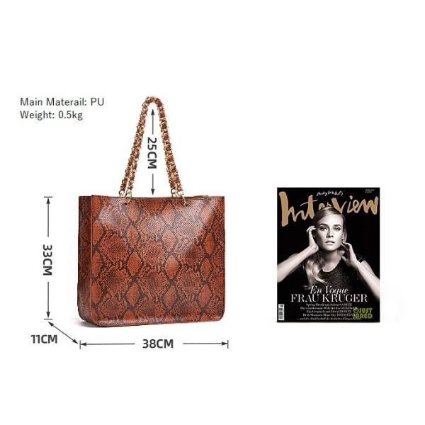 Дополнительные большие сумки Tote кожи тела змейчатого Faux Брауна взаимные