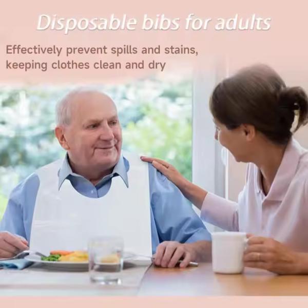 Disposable Adult Dining Bibs Customized With Non Woven Fabric Layers
