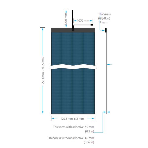 1.3m X 2.6m 460   560W Гибкий солнечный модуль CIGS высокая плотность мощности тонкопленочный солнечный модуль