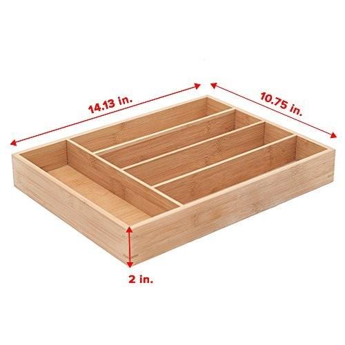 5-slot bamboo kitchen cutlery drawer organizer