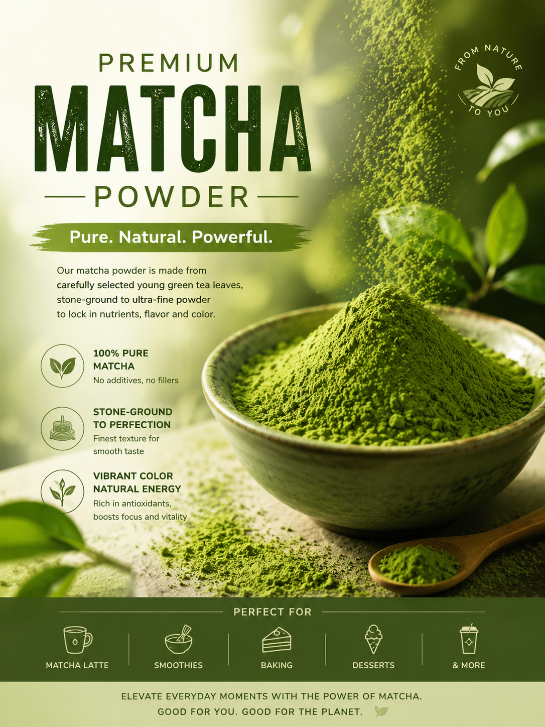 Customized Pure Matcha Powder Heat Stable Vivid Green Confectionery Macarons