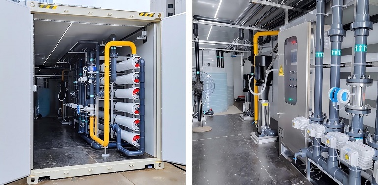 Dual Module Scalable Containerized RO System with 1000m3/day Capacity and N+1 Redundancy in Twin 40ft ISO Parallel Modular Design