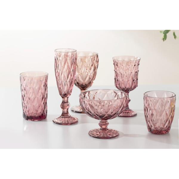 12 Ounce Colored Glass Dessert Bowls 350ml Embossed Footed Glass Trifle Bowl