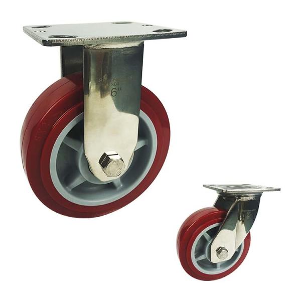 roda rígida resistente do rodízio do plutônio da placa 304SS anti oxidação de 300kg 6x2 da”