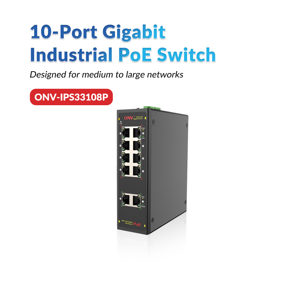 10 Port Gigabit Industrial PoE Switch IEEE 802.3af IEEE 802.3at Standard For IP Cameras