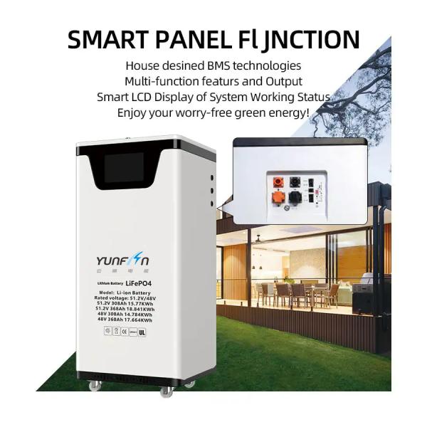 CE Domestique 48V 51.2V 300Ah LFP Batterie au sol Stockage d'énergie amovible Batterie au lithium