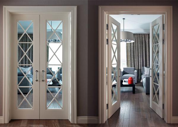 Decorative Wood Composite Door , Fire Rated Wooden Double Door With MDF Material