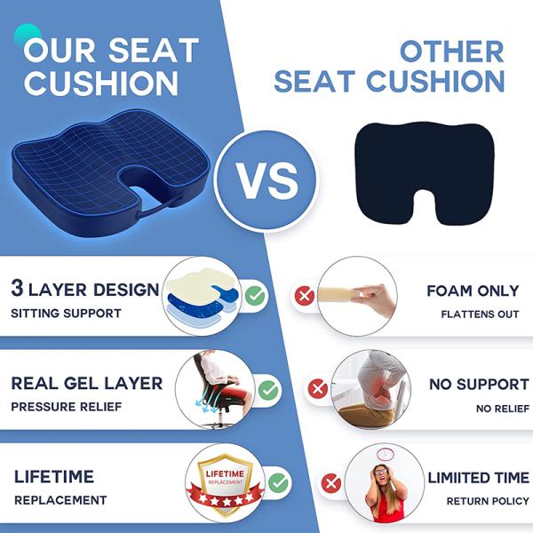 Cushion Hot Ergonomic Design U Shape Memory Foam Seat Cushion with Cooling Gel Wedge